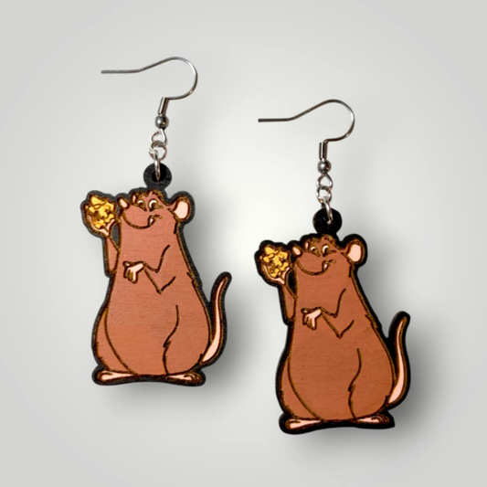 Emile Ratatouille Hand Painted Wood Earrings