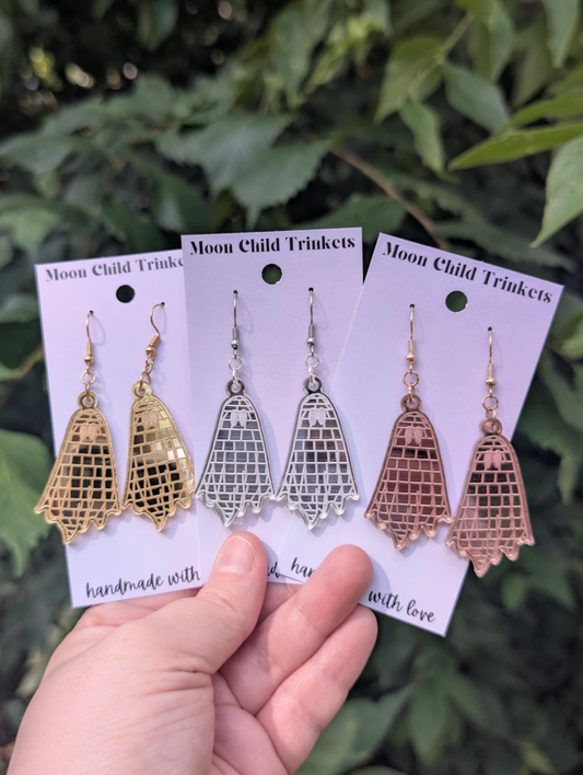 Disco Ball Ghost Acrylic Earrings