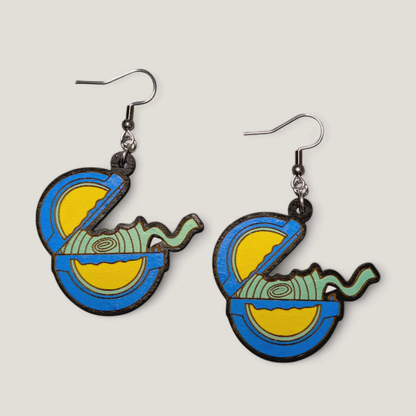 Bubble Tape Hand Painted Wood Earrings