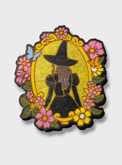 Elphaba Frame – Wicked Inspired Bar Back Brooch - Hand Painted Wood Pin
