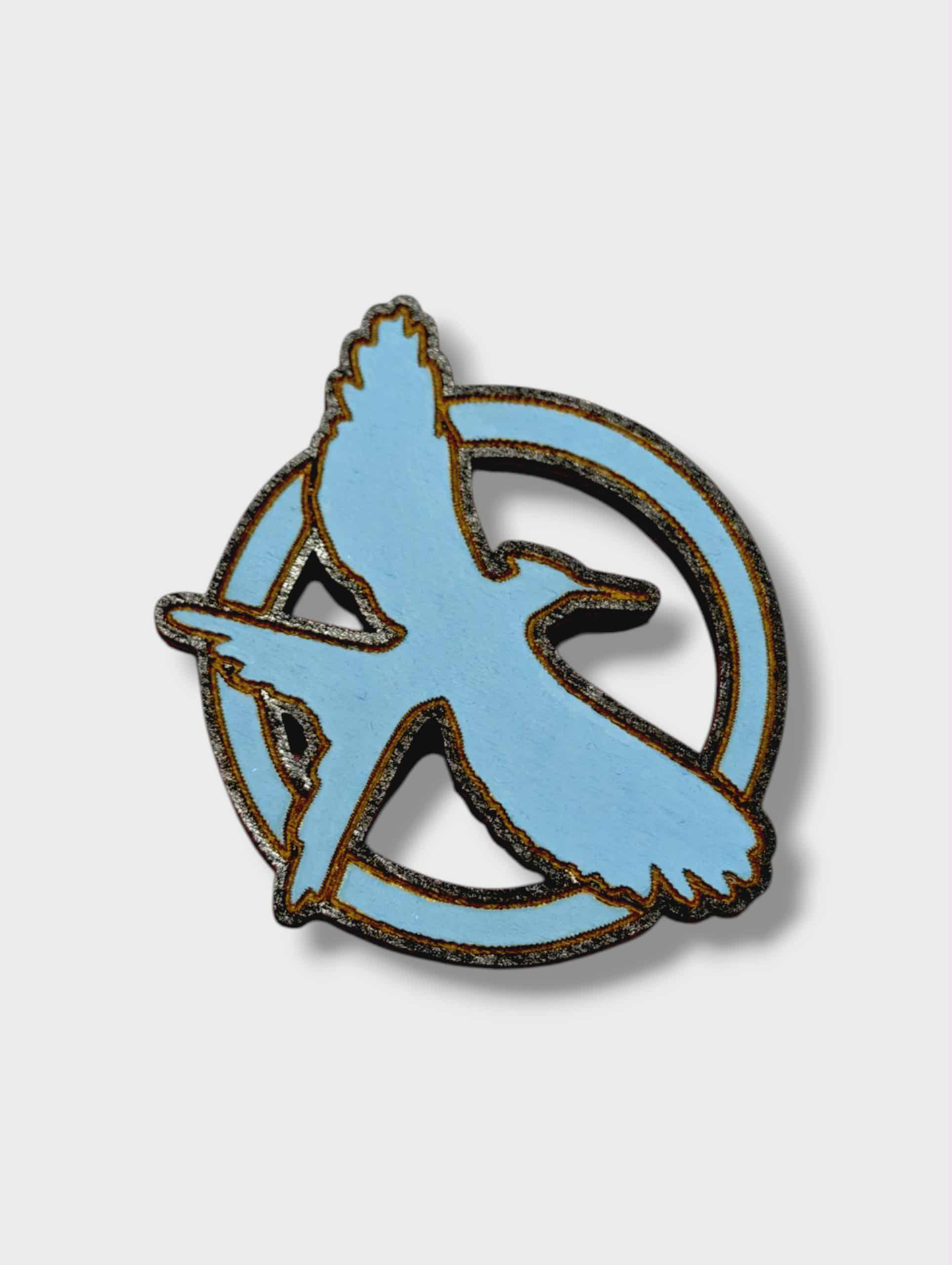 Book 3 Mockingjay Pin – Hunger Games Inspired Bar Back Brooch - Hand Painted Wood Pin