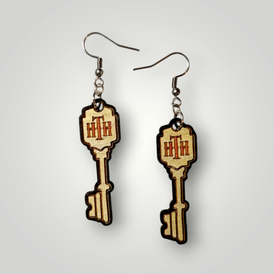 Tower Of Terror HTH Key Hand Painted Wood Earrings