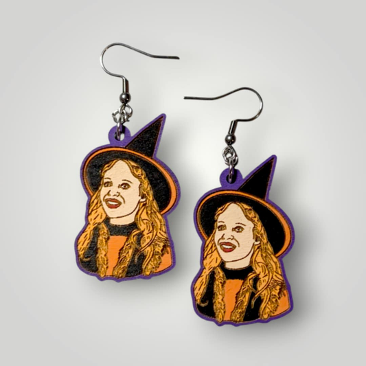 Hocus Pocus Dani Hand Painted Wood Dangle Earrings