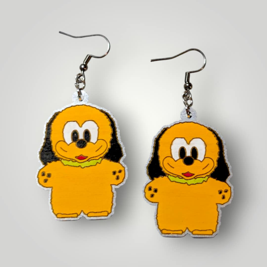 Pluto Mickey Family Hand Painted Wood Earrings