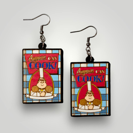 Anyone Can Cook Book Ratatouille Hand Painted Wood Earrings