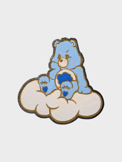 Grumpy Bear Care Bears Hand Painted Wood Magnet