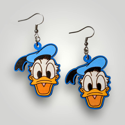 Donald Duck Hand Painted Wood Earrings