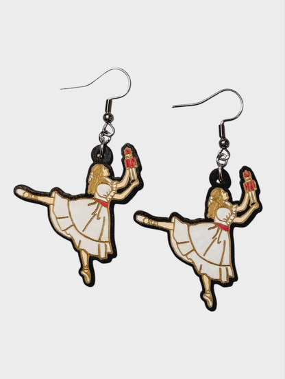 Clara with Nutcracker Ballet Hand Painted Dangle Earrings