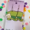 Mad Hatter Hand Painted Wood Dangle Earrings