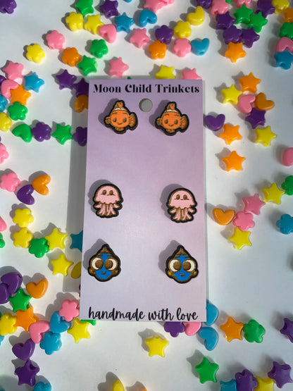 Finding Nemo 3 Pair Stud Earrings Bundle image 1