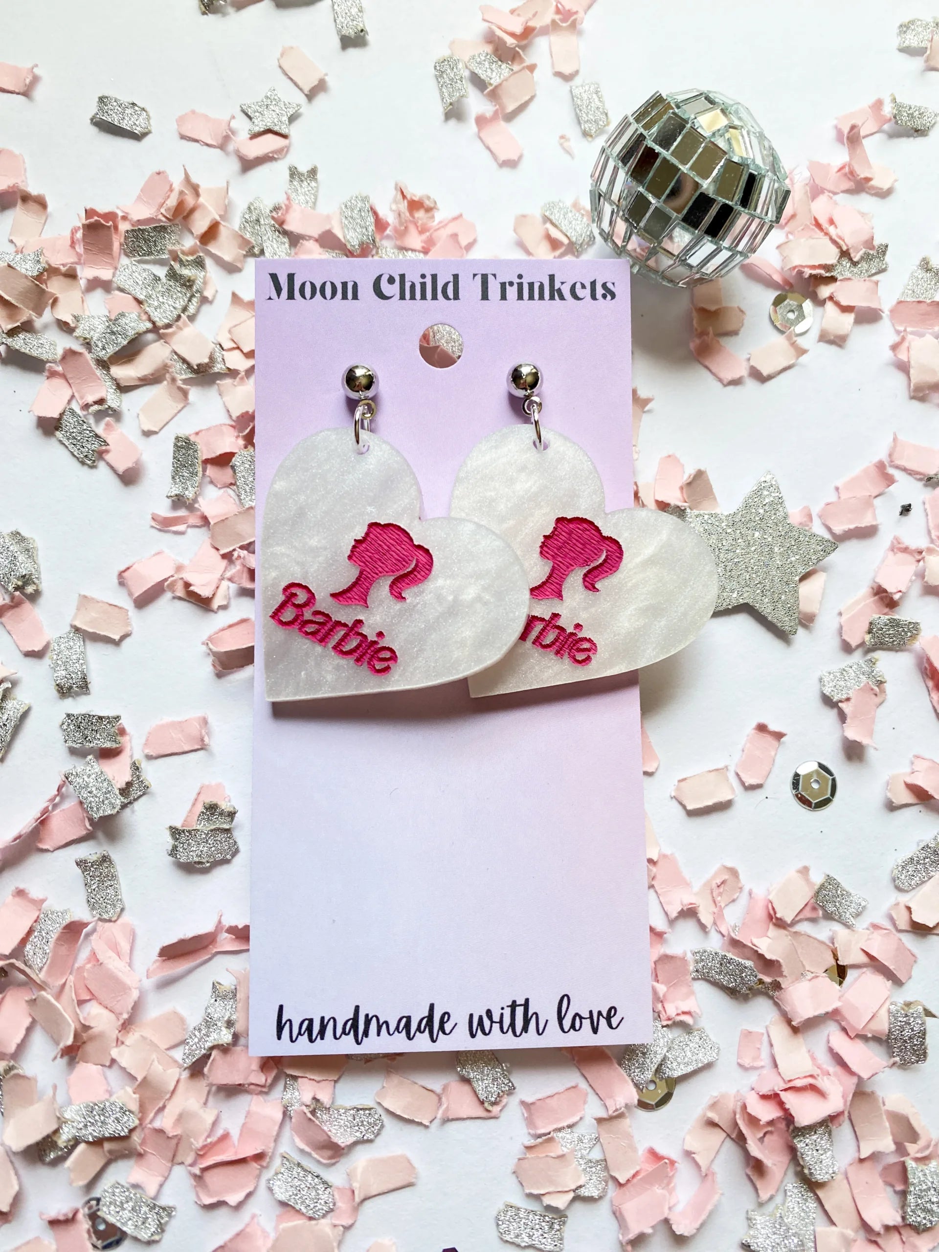 Pearl Barbie Hand Painted Dangle Acrylic Earrings *LIMITED EDITION* image 0