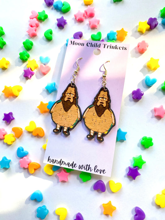 Bobs Burgers Beefsquatch Hand Painted Wood Earrings image 0