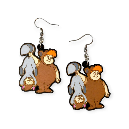 Peter Pan Lost Boys Hand Painted Wood Dangle Earrings
