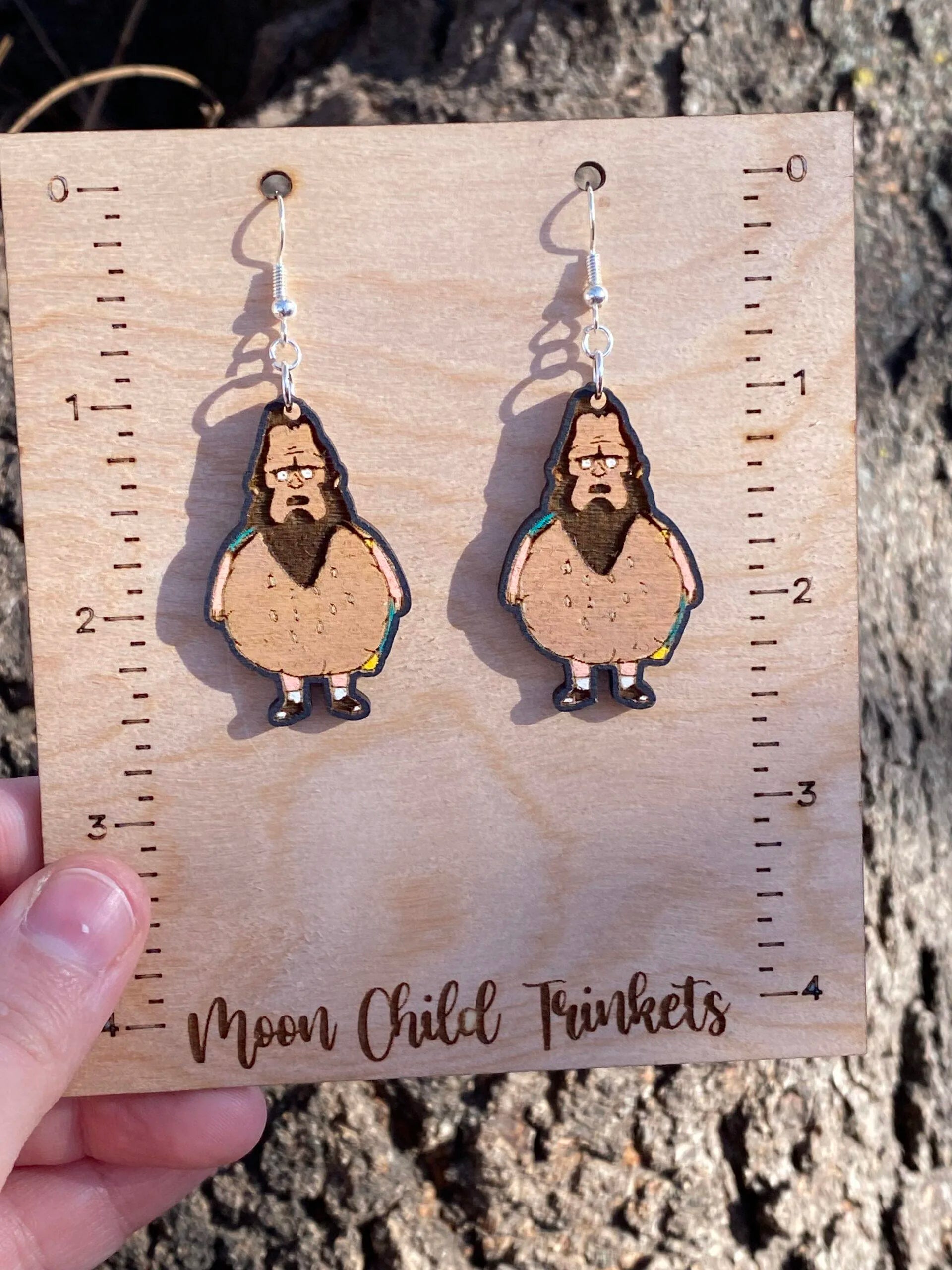 Bobs Burgers Beefsquatch Hand Painted Wood Earrings image 4