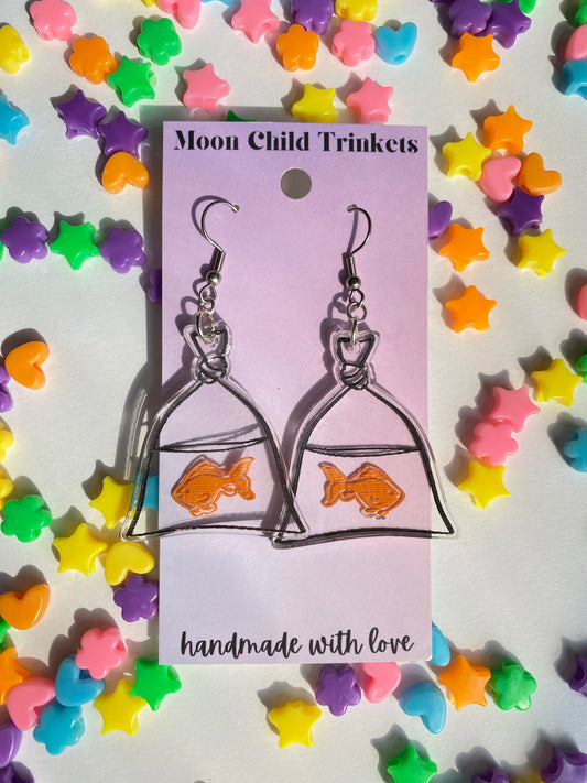 Gold Fish Acrylic Dangle Earrings image 0