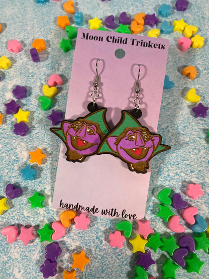 Count von Count Hand Painted Wood Dangle Earrings - Sesame Street Collection image 3