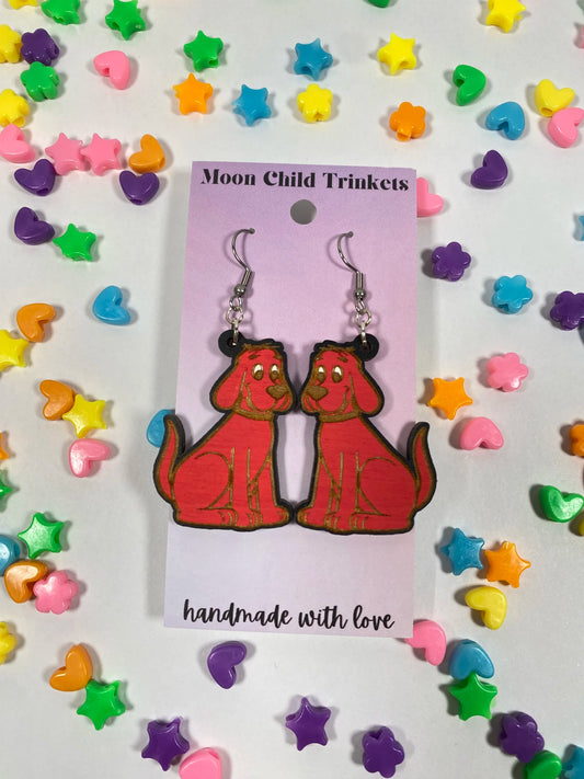 Clifford PBS Inspired Hand Painted Wood Earrings image 0