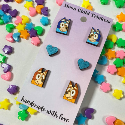 Bluey & Bingo 3 Pair Stud Pack