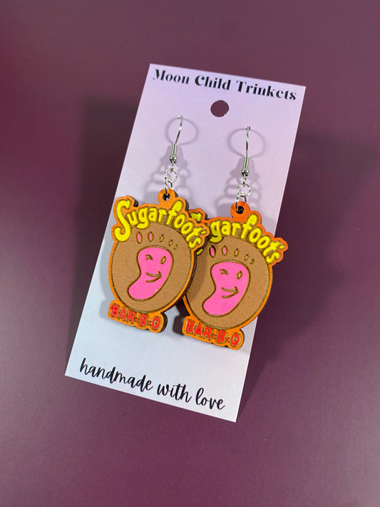 Sugarfoot's BBQ Hand Painted Wood Dangle Earrings image 0