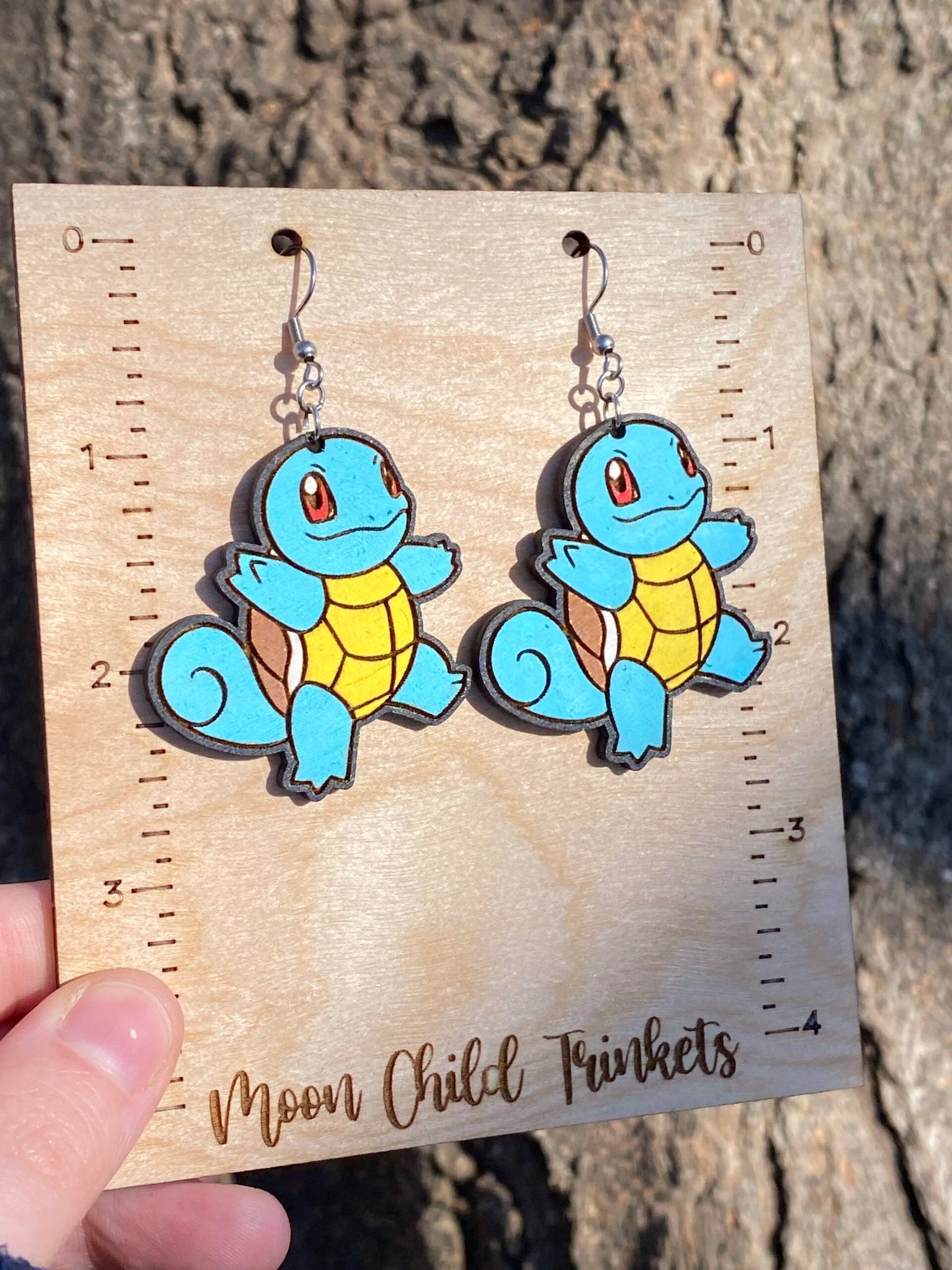 Squirtle Pokemon Hand Painted Dangle Earrings image 2