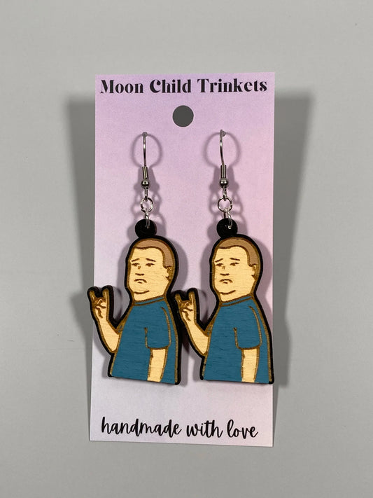 Bobby Hill Longhorns Hand Painted Wood Dangle Earrings image 0
