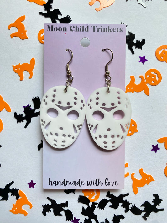 Jason Hockey Mask Horror Acrylic Dangle Earrings image 0