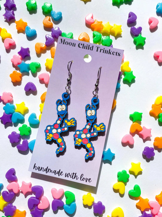 Jurassic Park Mr DNA Hand Painted Wood Dangle Earrings image 0