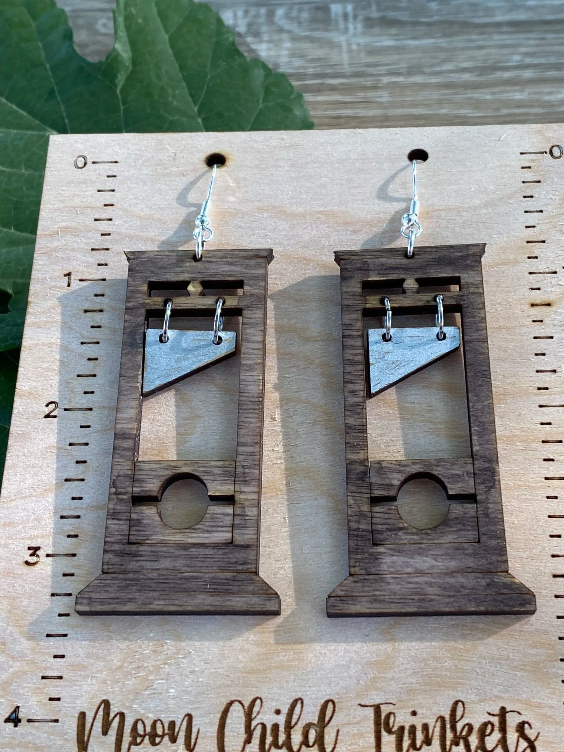 Halloween Guillotine Hand Painted Wooden Dangle Earrings image 2