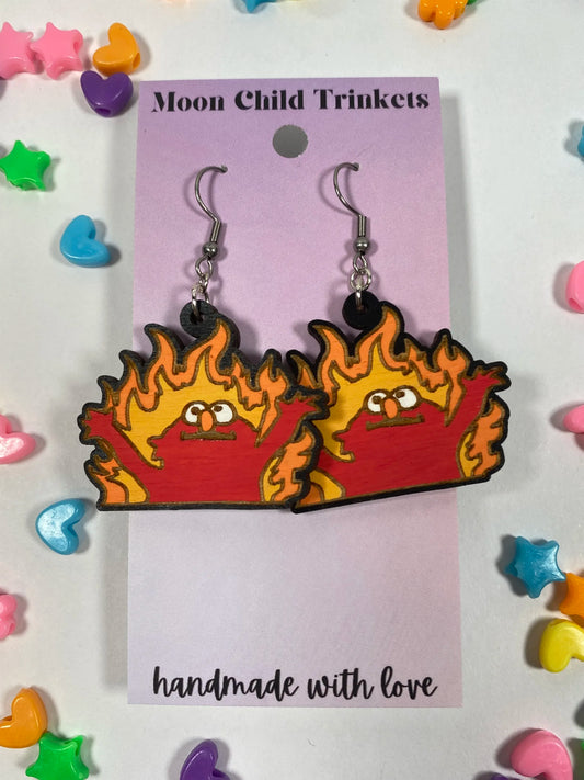 Hellmo Meme Hand Painted Wood Dangle Earrings image 0