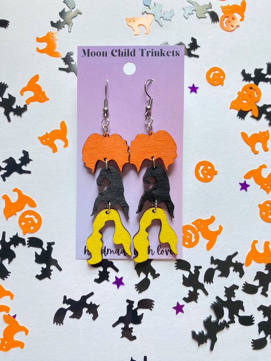 Hocus Pocus Sanderson Sister Hand Painted Wood Earrings image 0