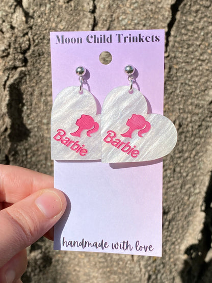 Pearl Barbie Hand Painted Dangle Acrylic Earrings *LIMITED EDITION* image 4
