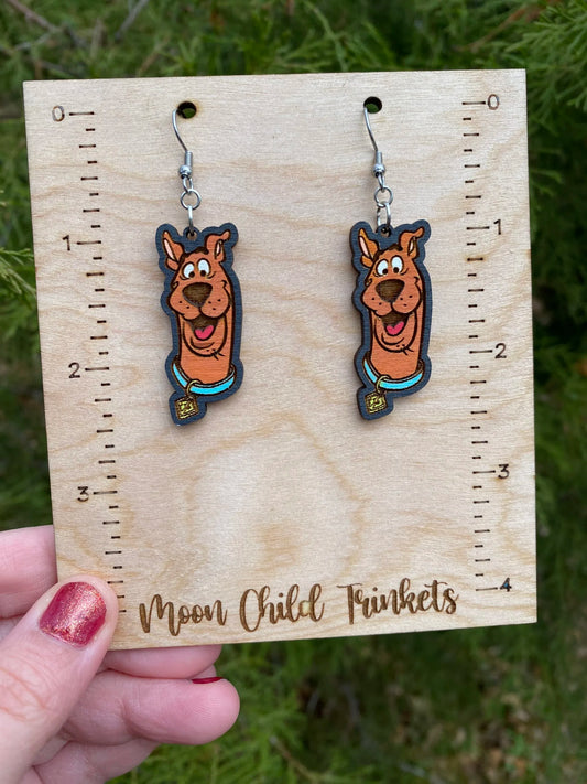 Scooby Doo Hand Painted Wood Dangle Earrings image 0