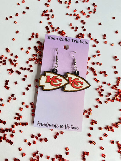 Kansas City Chiefs Hand Painted Wood Dangle Earrings image 1