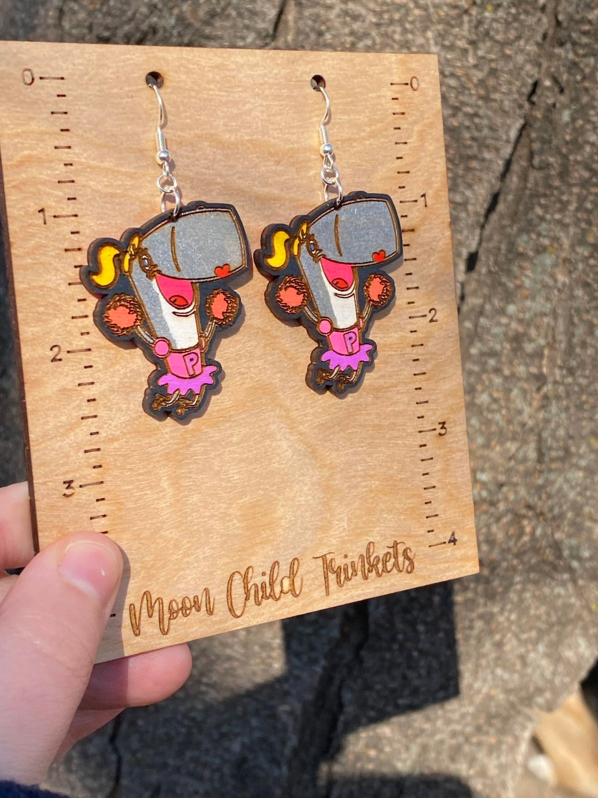 Spongebob Pearl Hand Painted Wood Dangle Earrings image 1