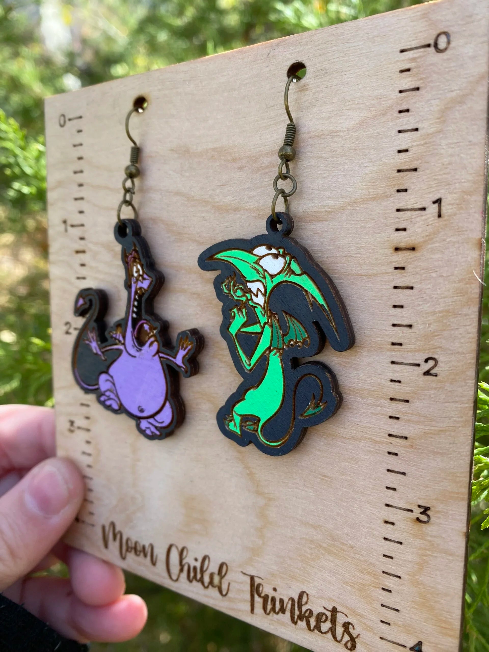 Hercules Pain and Panic Hand Painted Wood Dangle Earrings image 1