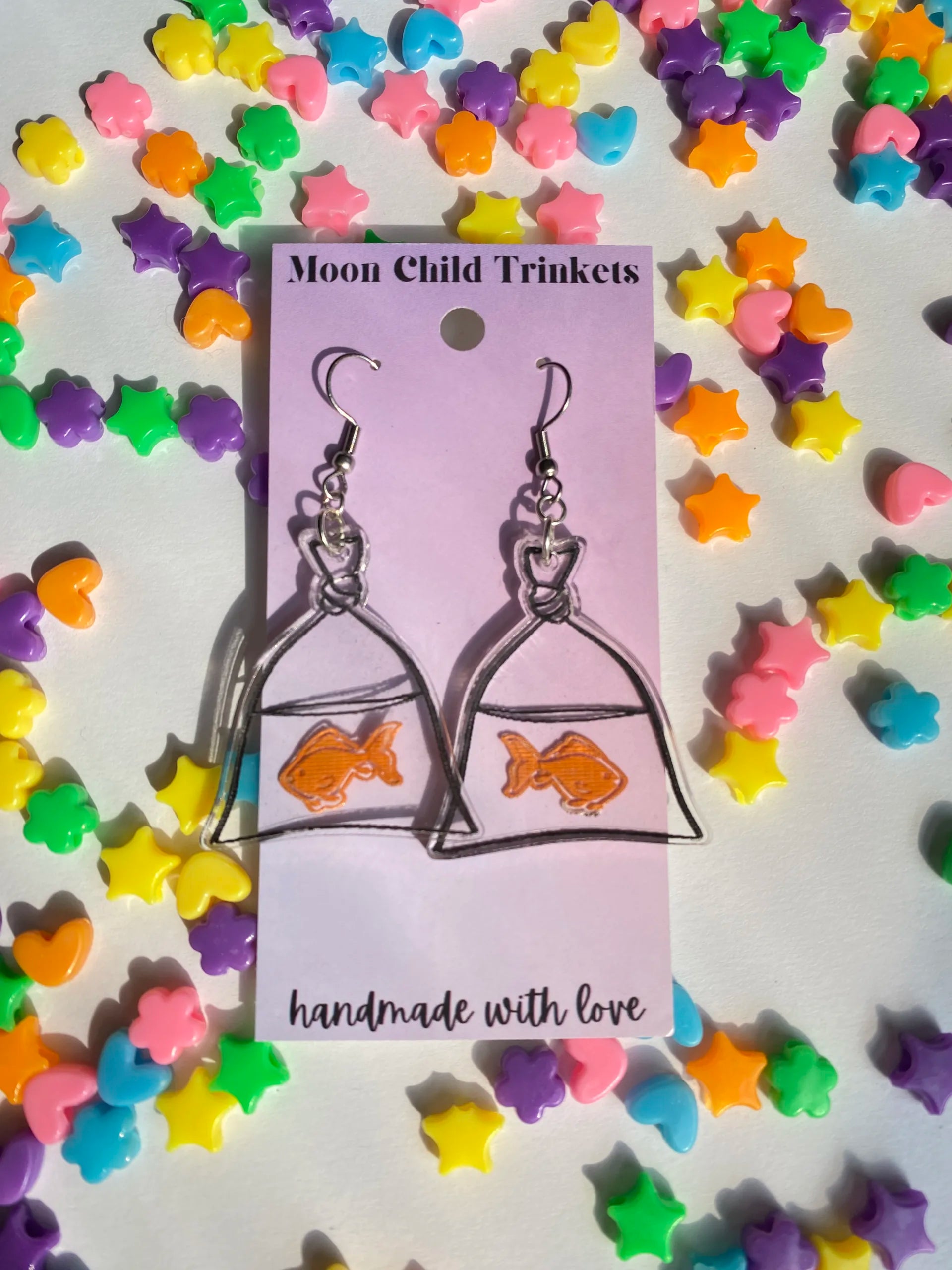 Gold Fish Acrylic Dangle Earrings image 1