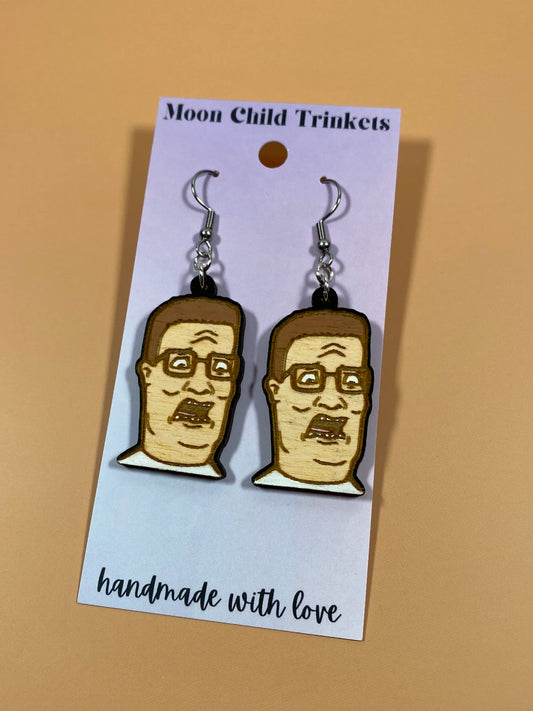 Hank Hill Hand Painted Wood Dangle Earrings image 0