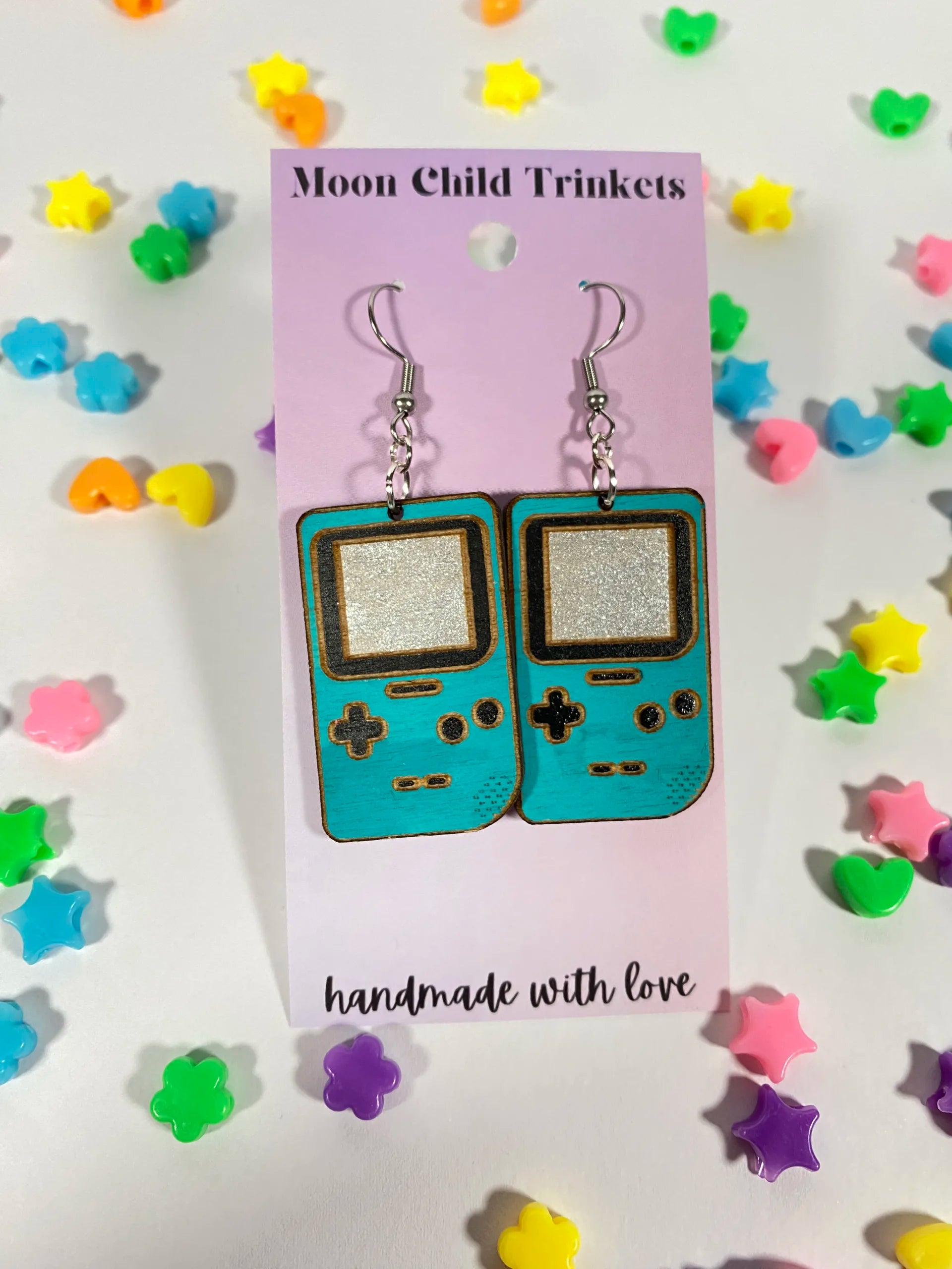 Gameboy Hand Painted Wood Dangle Earrings image 5