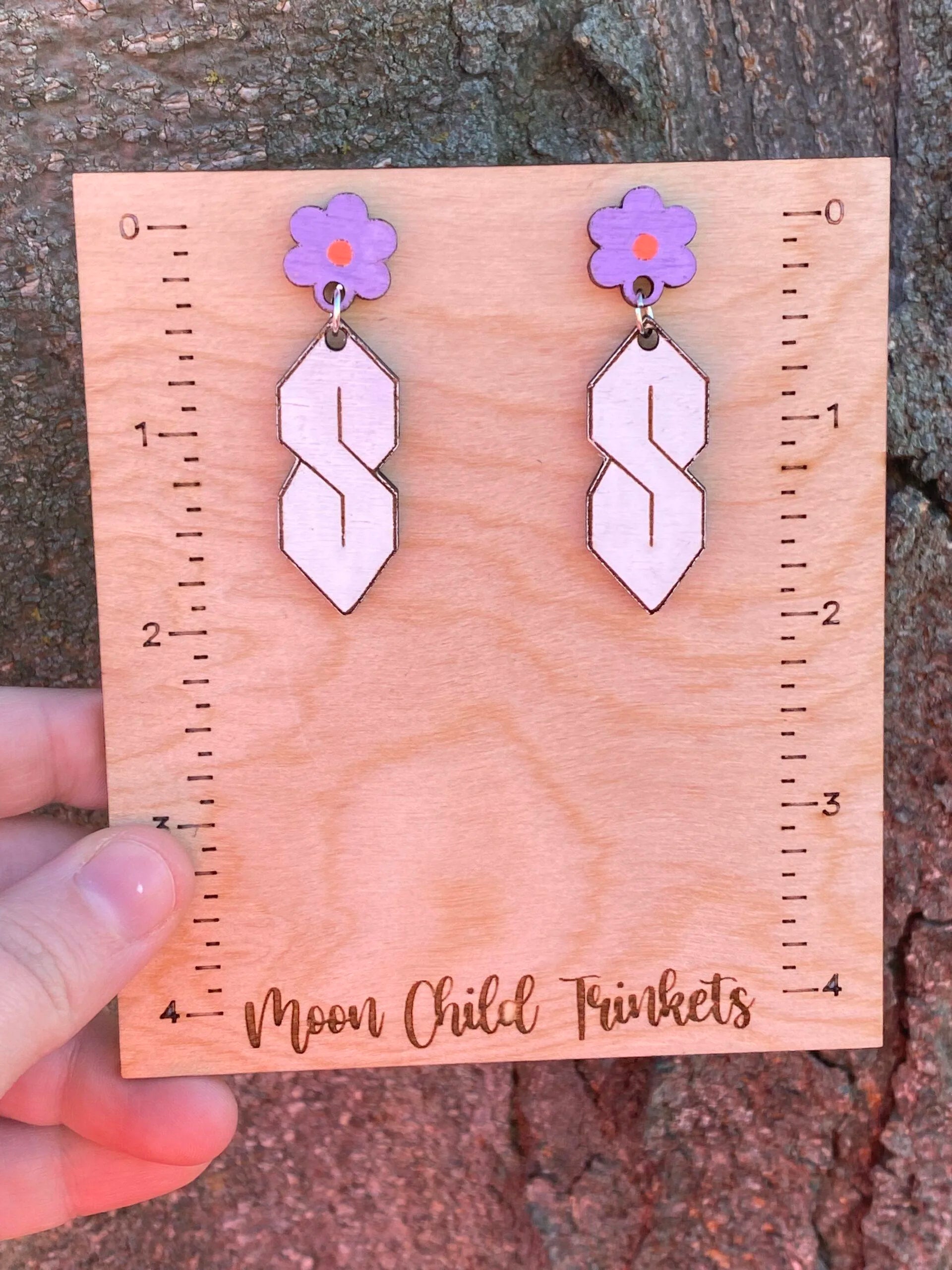 Y2K Super S Hand Painted Wood Dangle Earrings image 1