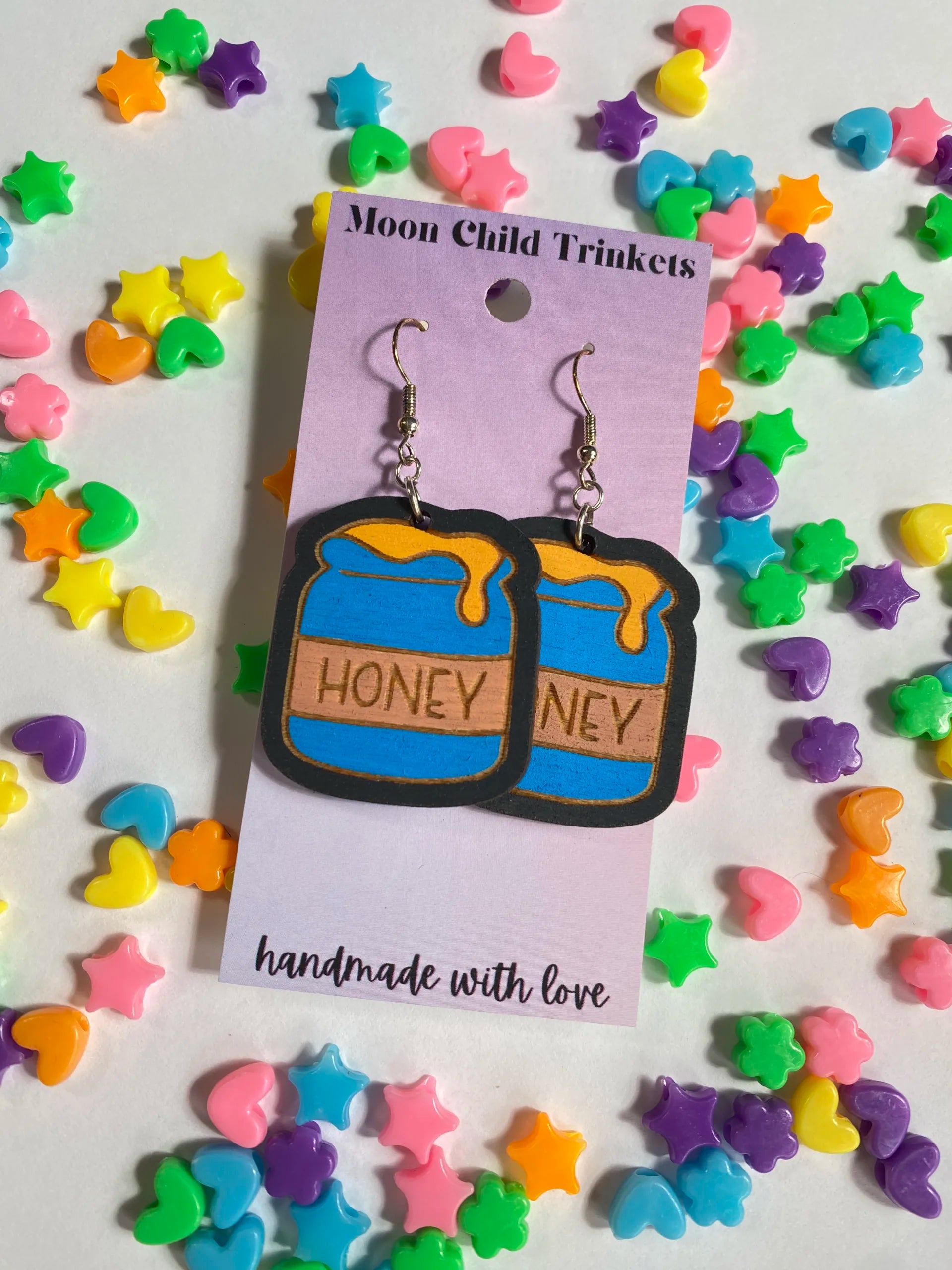 Honey Pot Hand Painted Wood Dangle Earrings image 2