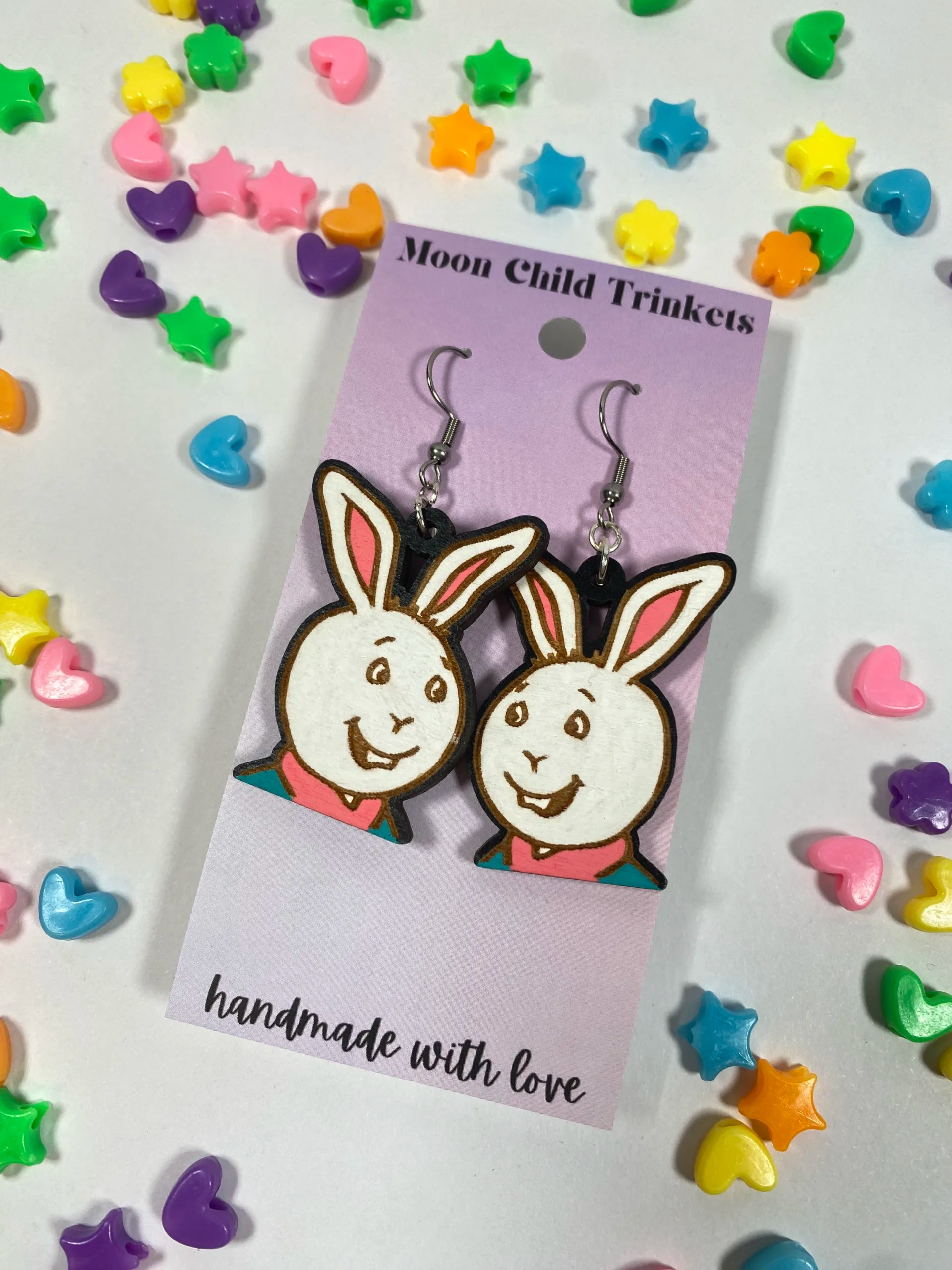 Buster from Arthur PBS inspired Hand Painted Wood Dangle Earrings image 1