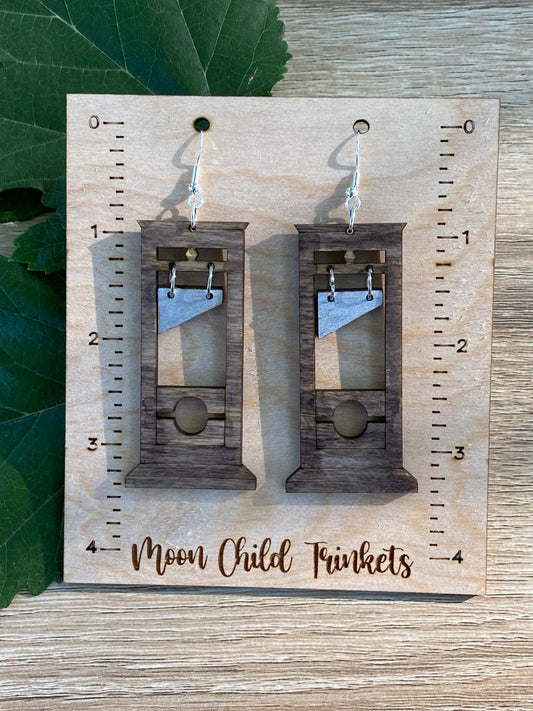 Halloween Guillotine Hand Painted Wooden Dangle Earrings image 0