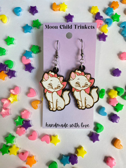 Marie Aristocat Hand Painted Wood Dangle Earrings image 0
