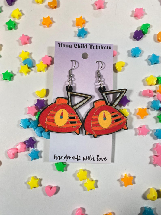 Radio Brave Little Toaster Hand Painted Wood Dangle Earrings