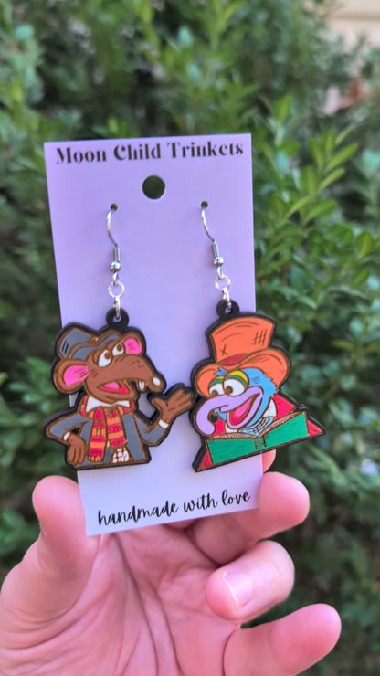The Muppet Christmas Carol Hand Painted Wood Dangle Earrings
