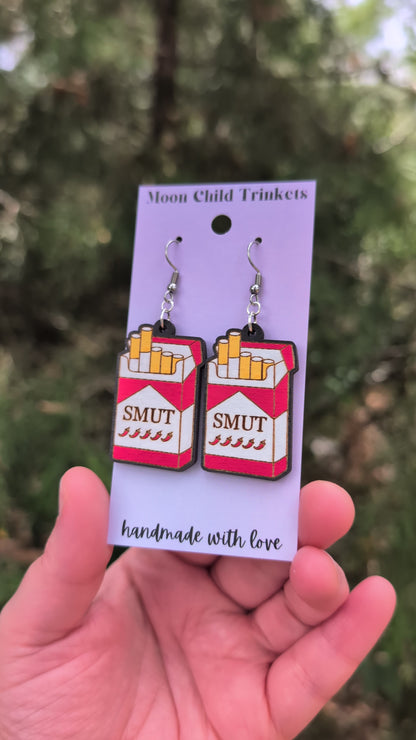 Smut Addiction Bookish Hand Painted Wood Earrings