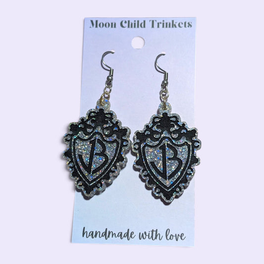 Jonas Brothers Logo Silver Glitter Acrylic Earrings *LIMITED EDITION*