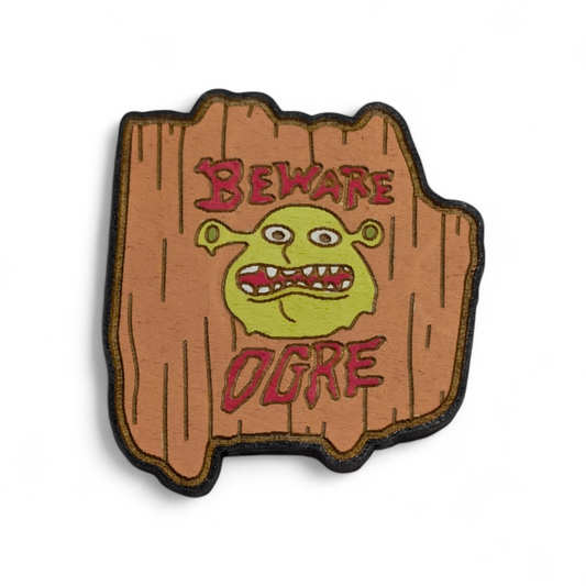Shrek Beware Ogre Hand Painted Wood Magnet