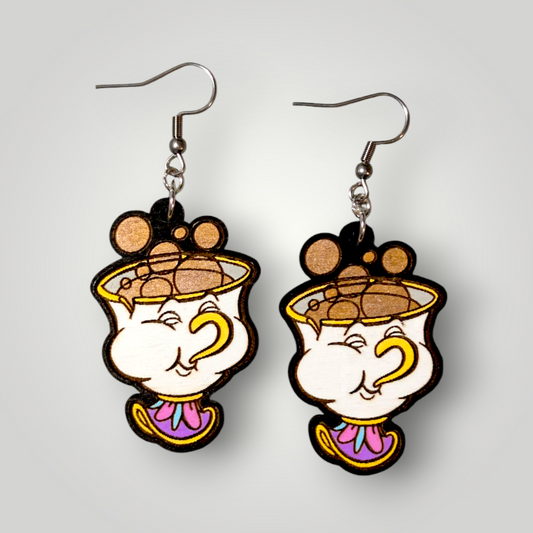 Chip Tea Cup Beauty and the Beast Earrings