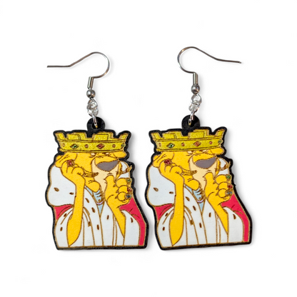 Prince John Robin Hood Hand Painted Wood Earrings